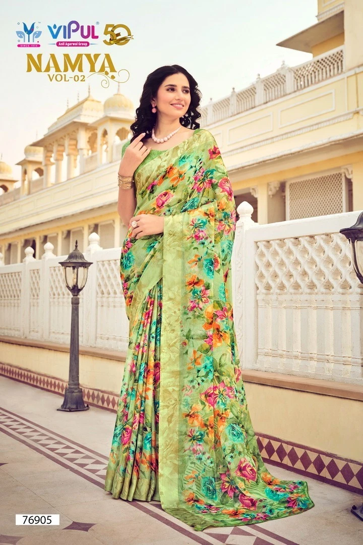 Vipul Namya Vol 2 Chiffon Wholesale Fancy Sarees Catalog — Wholesale Sarees, MPA wholesale from Surat — view 12